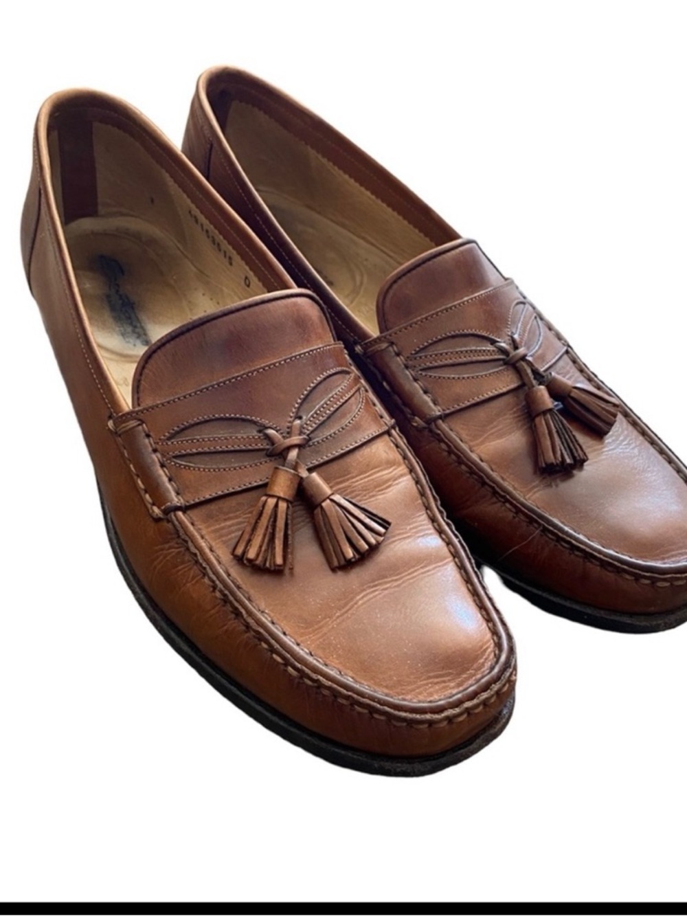 Santoni Brown Leather Loafers with Tassels - Picture 11 of 12